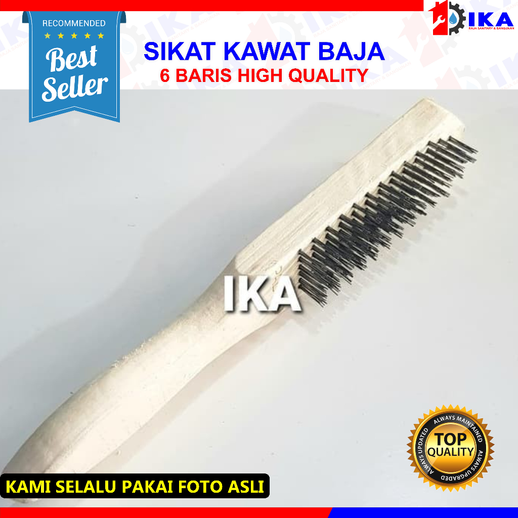 Sikat Kawat 5 6 Baris / Sikat Baja Wire Brush Sikat kawat putih baja / Sikat kawat gagang kayu / Sikat kawat murah