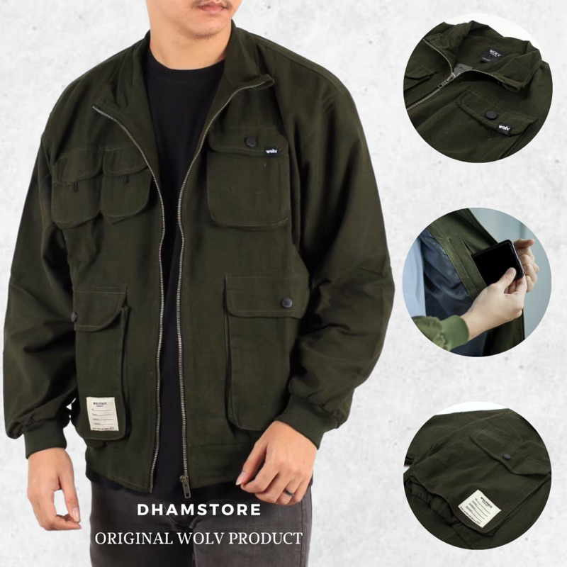 ORIGINAL WOLV Jaket Maverick Hijau Army Jaket Parka Wolv