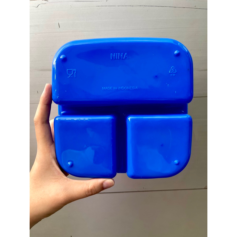 P-0008 TEMPAT KOTAK MAKAN PLASTIK FREE SENDOK - BEKAL MAKANAN 3 SEKAT SERBAGUNA - SOUVENIR KOTAK MAKAN