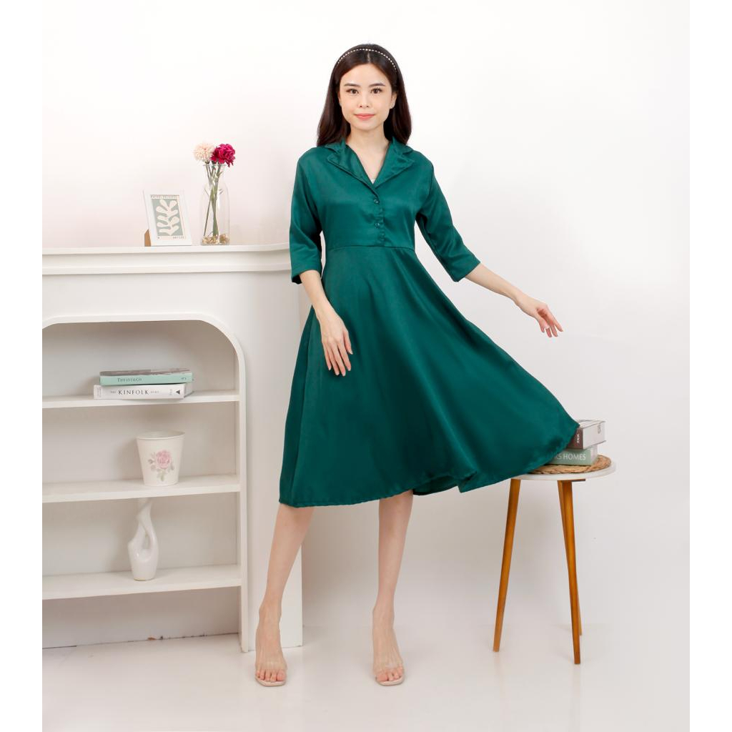 basic id fashion Dres wanita velya / Korean dres wanita ld 100 cm pjg 105 cm