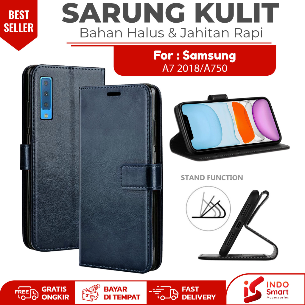Samsung A7 2018 A750 / Case Samsung A7 2018 A750 / Leather Wallet Case Dompet Sarung Kulit Hp