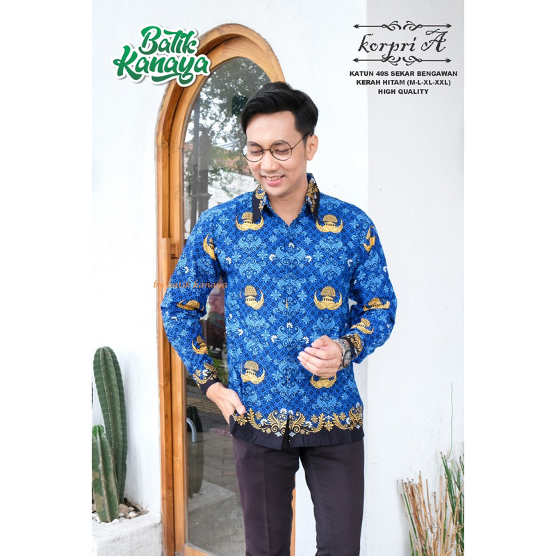 Kemeja Batik Korpri Pria Lengan Panjang Bahan Katun 40S Kualitas Premium by Kanaya