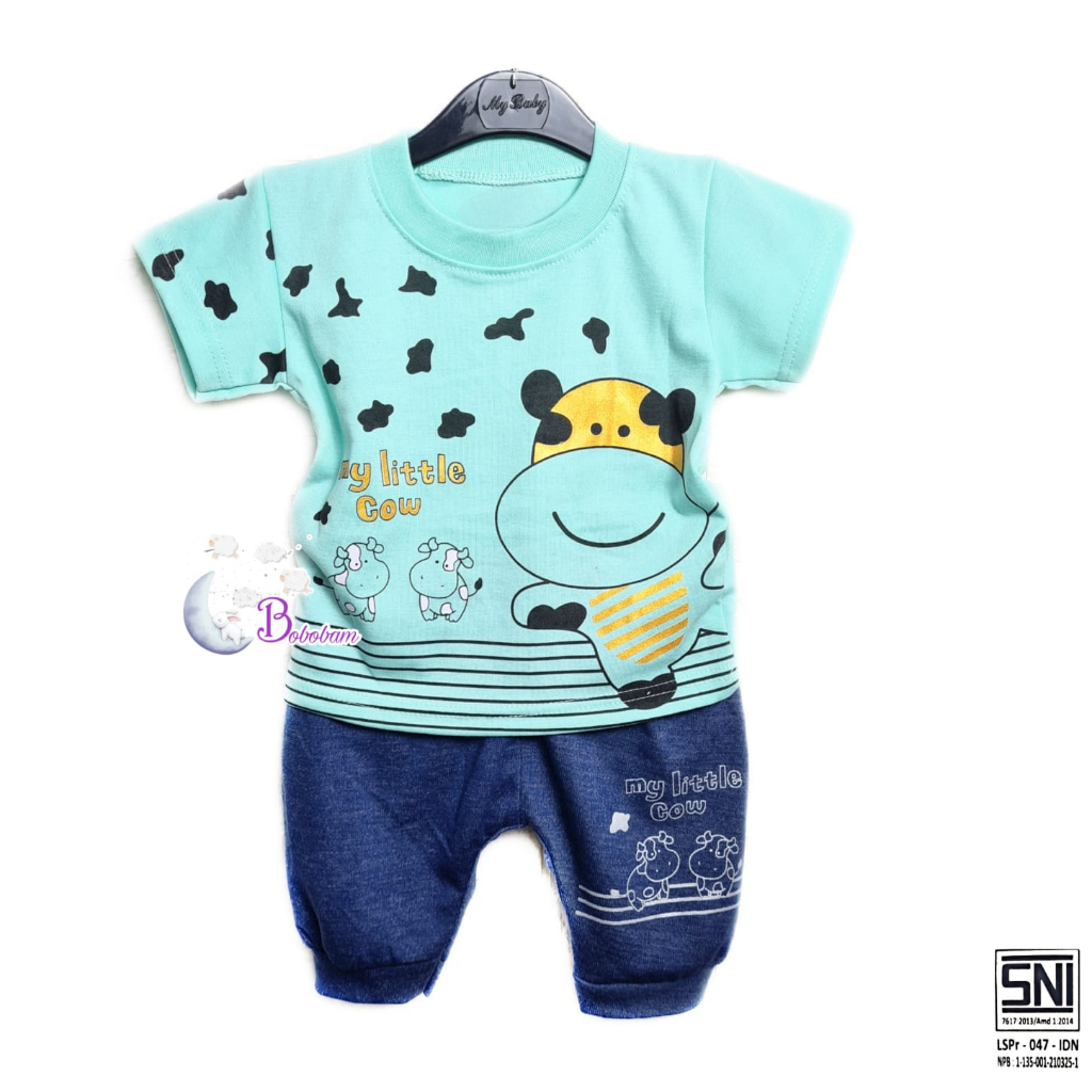 BOBOBAM BAJU BAYI LAKI LAKI SETELAN ANAK COWO LUCU STELAN COWOK 6 12 BULAN KEREN TRENDY KEKINIAN SAPI