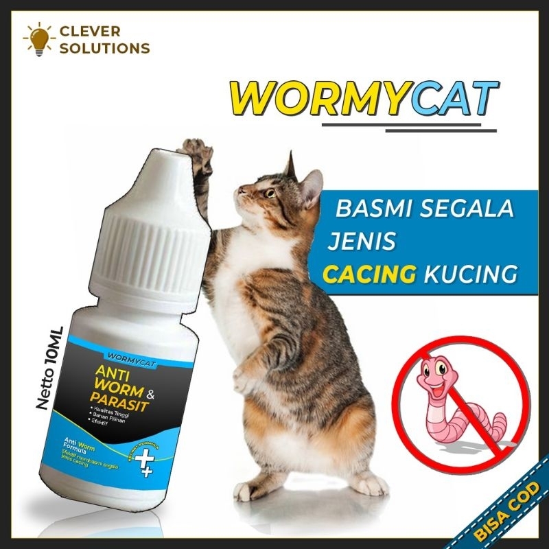 Obat Cacing Kucing WORMYCAT Obat Anti Infeksi Cacing Kucing Cat Kitten Ampuh Basmi Dan Mencegah Cacingan by Clever Solutions Perawatan Kucing