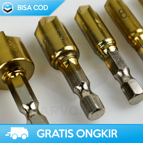 SET MATA BOR KAYU PLAT BESI DRILL BIT COUNTERSINK TAFFWARE 6-19MM 6PCS