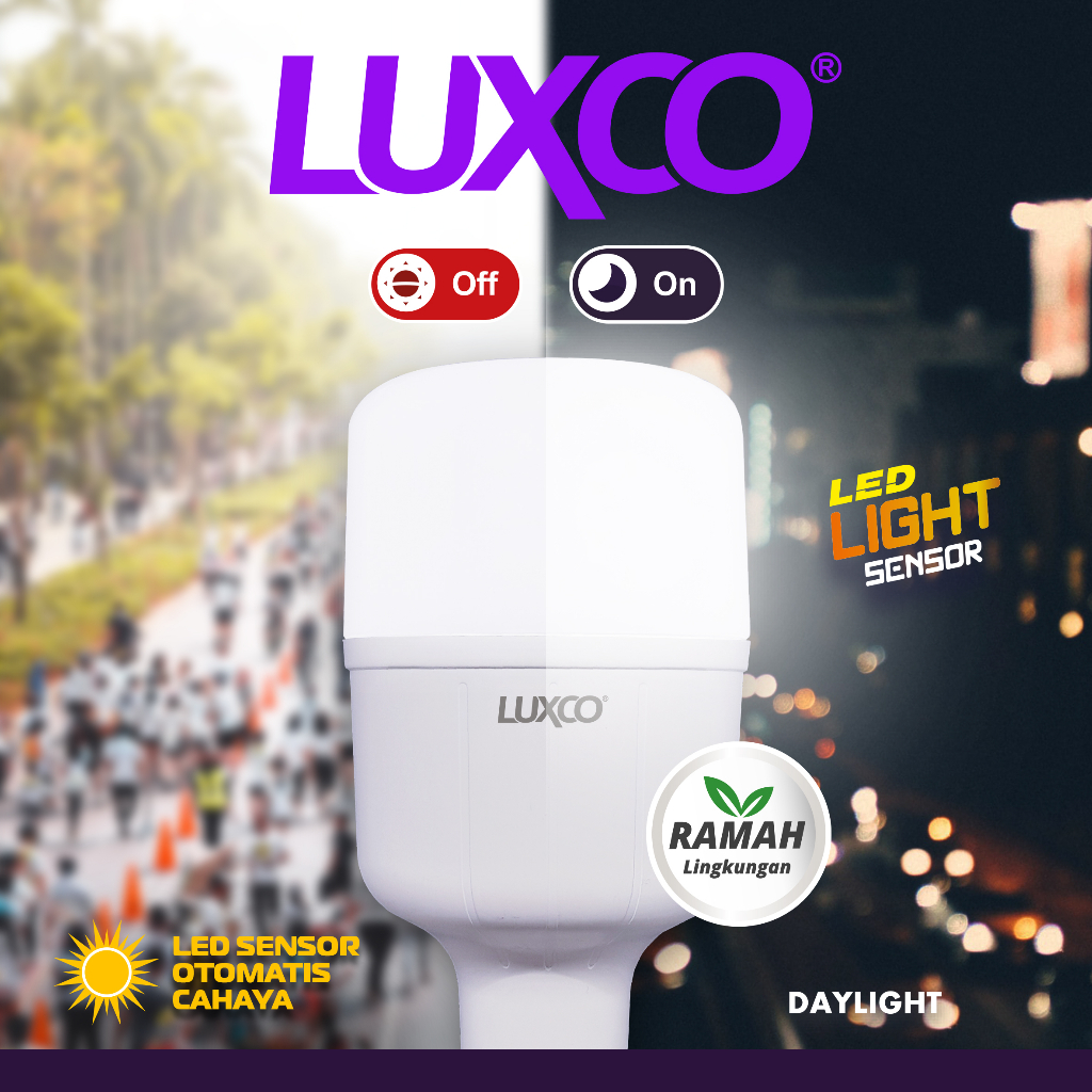 &quot;45RB TERANG BENDERANG&quot; Lampu Led Sensor Otomatis Menyala Saat Kondisi Gelap Merk Luxco 15WATT, 20 WATT, 25 WATT&amp; 30 WATT FREE ONGKIR