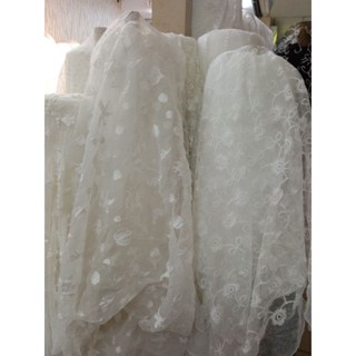 Image of kain/bahan tille bordier & organza bordier motif | tille/organza garment antik