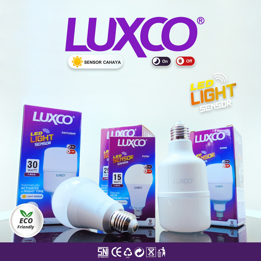 &quot;45RB TERANG BENDERANG&quot; Lampu Led Sensor Otomatis Menyala Saat Kondisi Gelap Merk Luxco 15WATT, 20 WATT, 25 WATT&amp; 30 WATT FREE ONGKIR