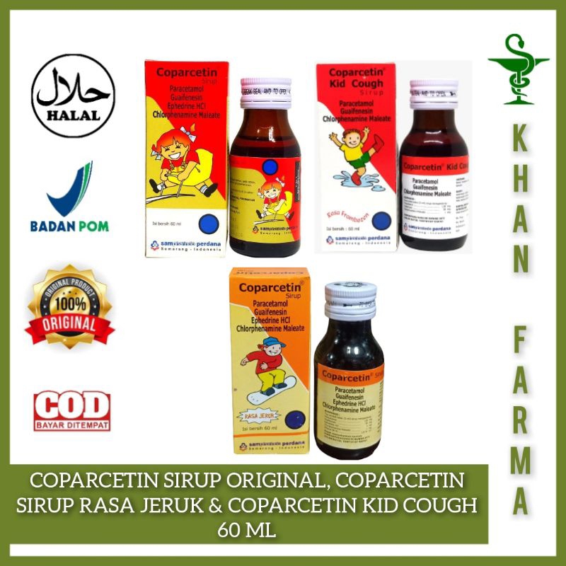 COPARCETIN SIRUP ORIGINAL, COPARCETIN SIRUP RASA JERUK & COPARCETIN KID COUGH 60 ML DEMAM BATUK & FL