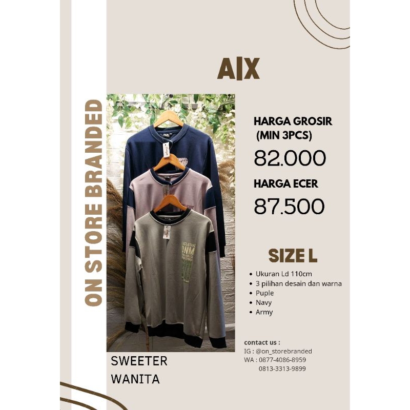 SWEATER WANITA AX CREWNECK UKURAN L