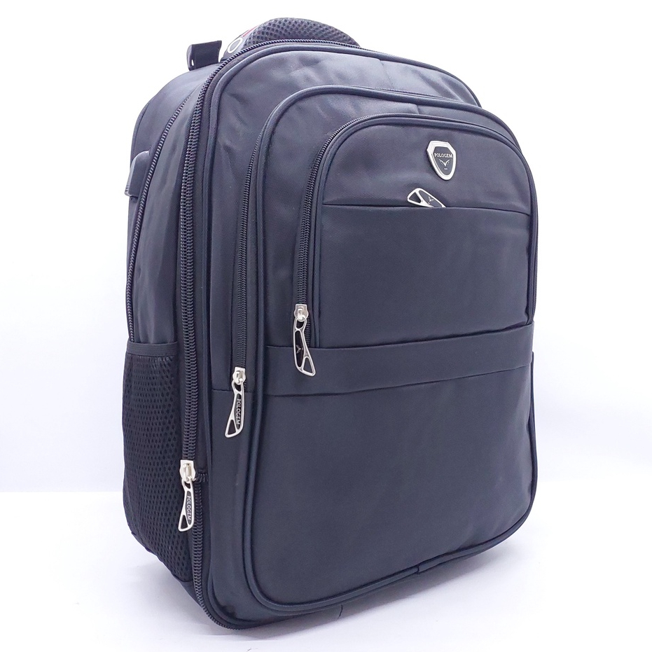 Tas Polo Gem 18 inchi EKSPANDING BESAR USB + KUNCI NOMOR ORI / Ransel Laptop Polo Gem 18&quot; / Tas DUKUNG PUNGGUNG Laptop Polo Gem TERMURAH BESAR / TAS SEKOLAH SD SMP SMA KERJA KULIAH/ TAS TRAVEL POLOGEM KANVAS JUMBO KUAT AWET TAHAN LAMA GRATIS JAS HUJAN ORI