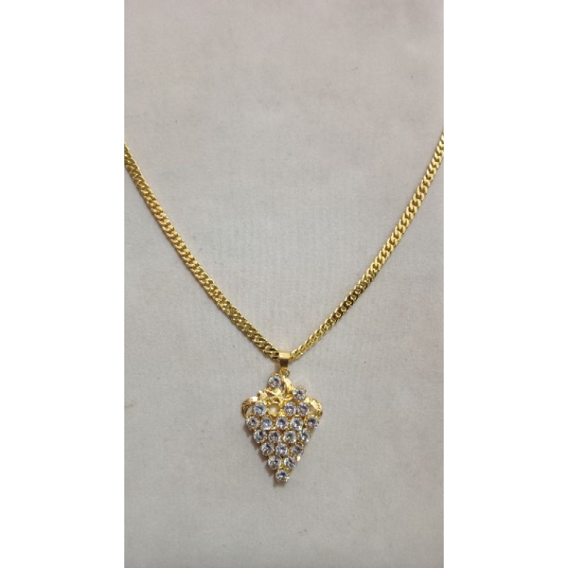 Kalung rantai liontin permata anggur lapis emas