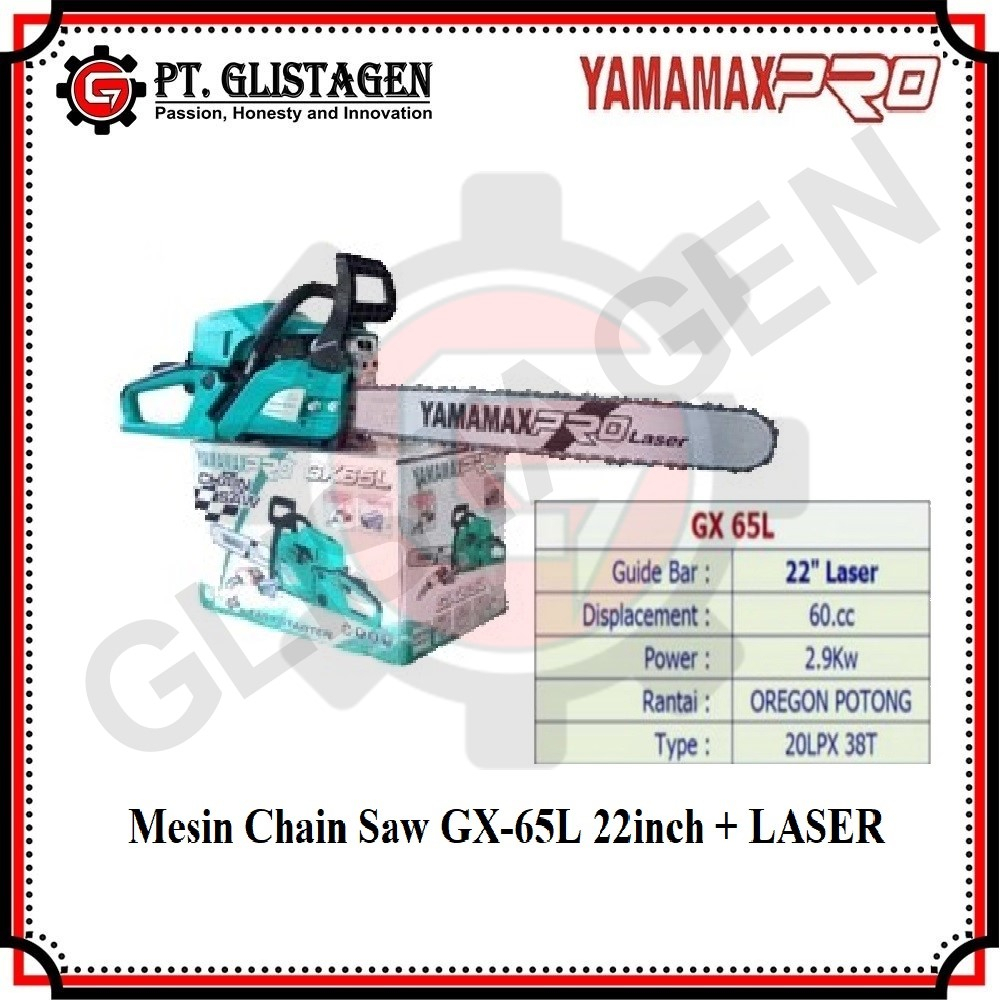 YAMAMAX PRO GX-65L Mesin Chainsaw LASER 22inch Mesin Gergaji Kayu 22in YAMAMAX GX-65L