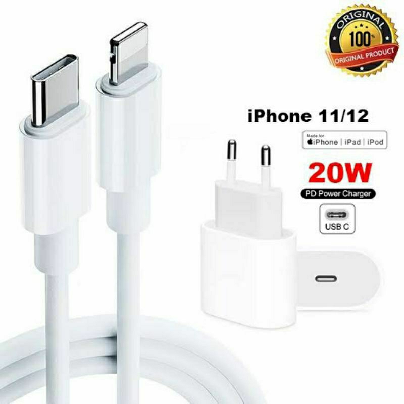 Charger Fast charging Cas 20 W 100% ORI iPhone 11/12/13 Pro Max USB C Power Adapter