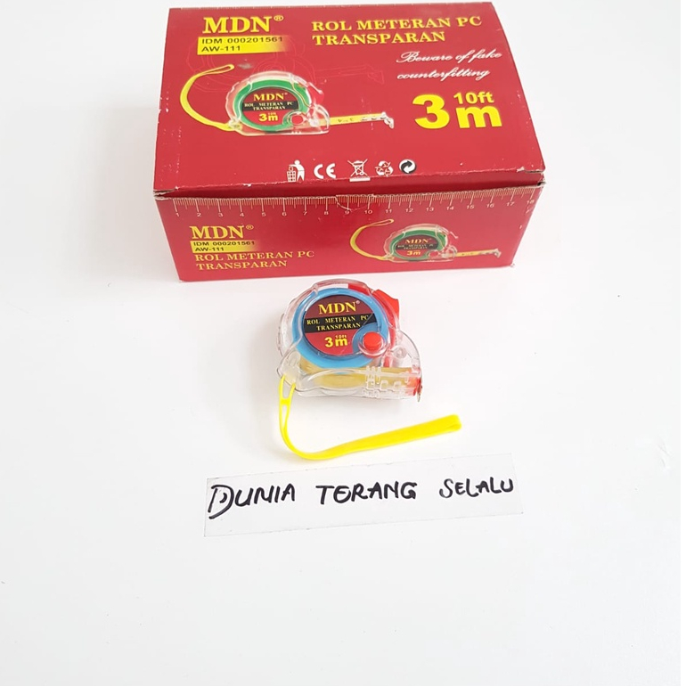 Meteran Rol MDN Transparan 3m / Meteran Gulung 3 m / Meter Roll / Measuring Tape 16 feet