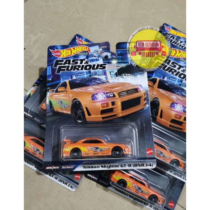 Hot Wheels nissan skyline R34 Orange Premium HotWheels Fast furious gtr BNR34