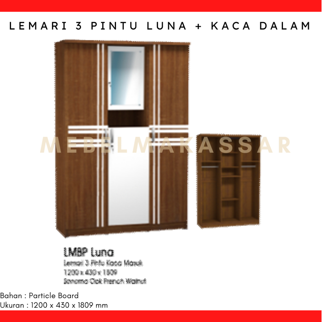 Lemari Pakaian 3 Pintu + Kaca Dalam G Star / Lemari 3 Pintu Olympic G Star