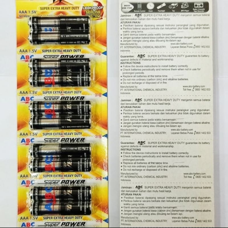 Baterai AAA ABC Super Power - Baterai ABC AAA - Batre AAA ABC Super Power - Batre ABC AAA
