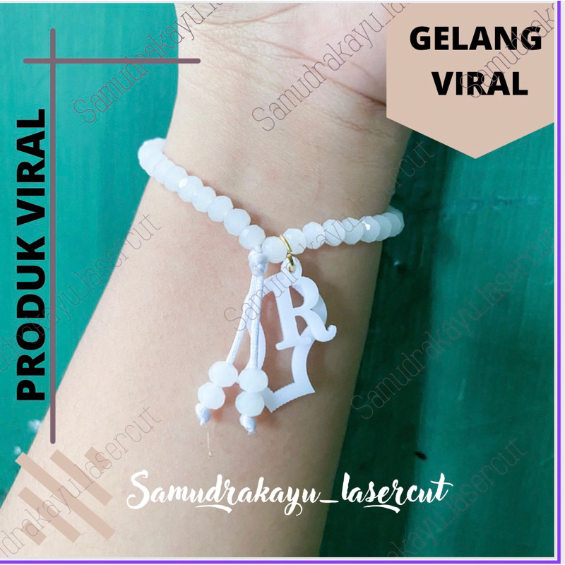 Gelang Crystal Terompah Inisial Huruf