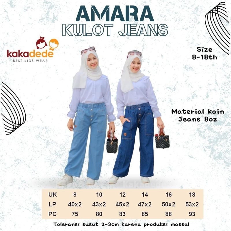 Ready siap kirim ‼️Celana Jeans Kulot Amara by Kakadede