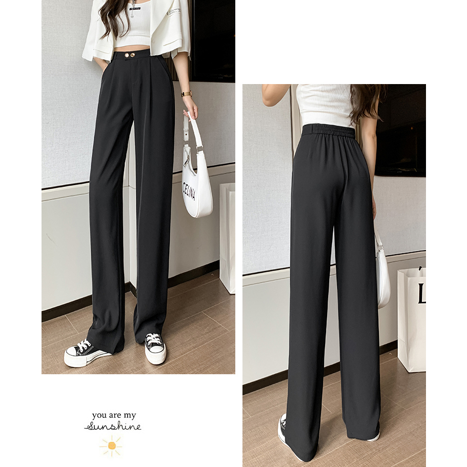 Celana Kasual  Pinggang Karet Hitam / Celana Kasual Wanita Highwaist Import