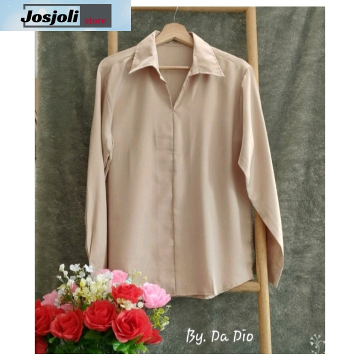 JOSJOLI_Store/Kemeja Santai Korea Style/Kemeja Polos SOHOO/Kemeja Casual kawaki Laki-Laki/M L XL