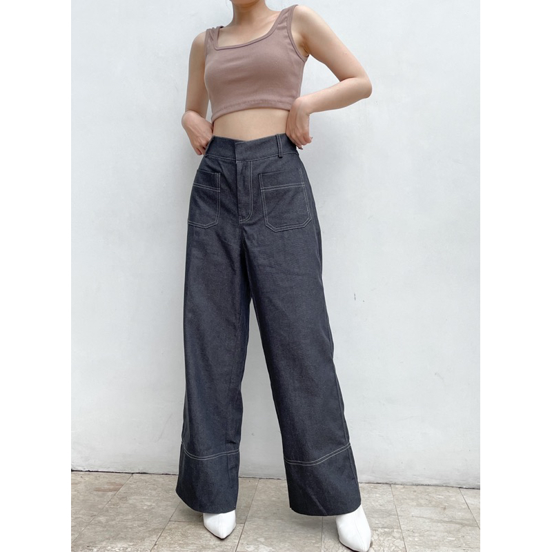 SIVALI Skye Pants - Highwaist Cullote Pants Celana Kulot Wide Leg Jeans