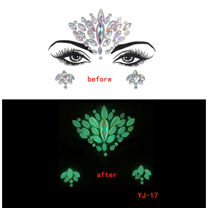 Face Sticker Glow in The Dark Diamond Bling Makeup Party DWP Kpop Rave Festival 03