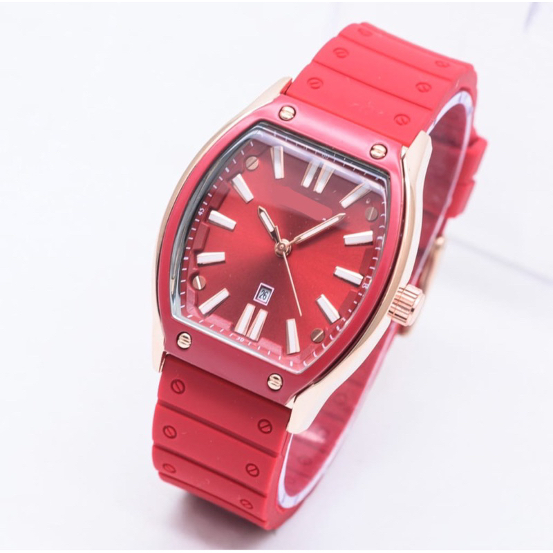 (Grosir)Jam Tangan Wanita Fashion FS Oval New Tanggal aktif Strap Rubber/Karet(Terima Cod)Dikirim Jakarta)