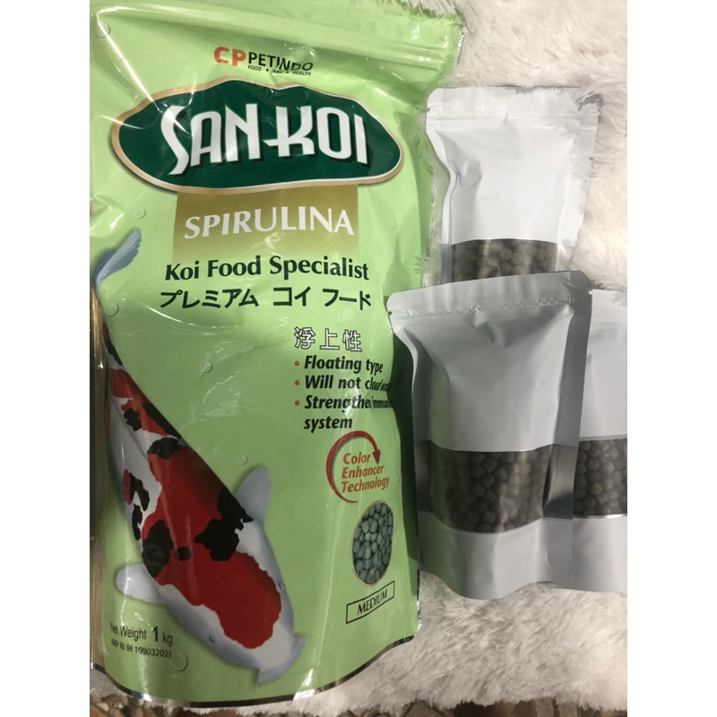 SANKOI SPIRULINA Repack Small Medium 100GR Pakan Pelet Koi koki S M