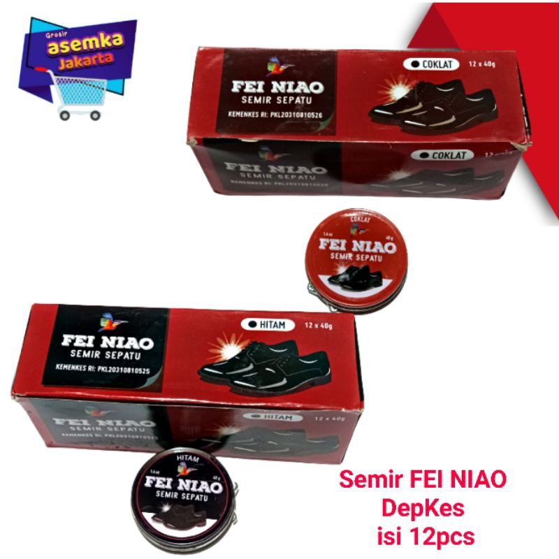 Semir Sepatu FeiNiao Besar 40ml Lusinan isi 12pcs