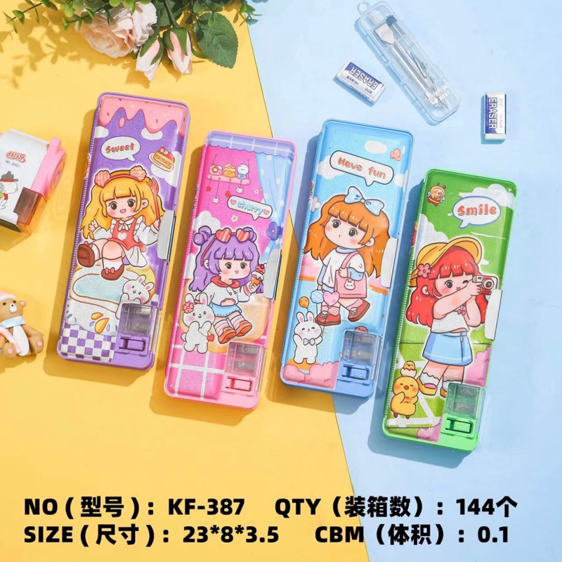 

pencil case magnet metalik baru plus rautan motif sweet girl satuan