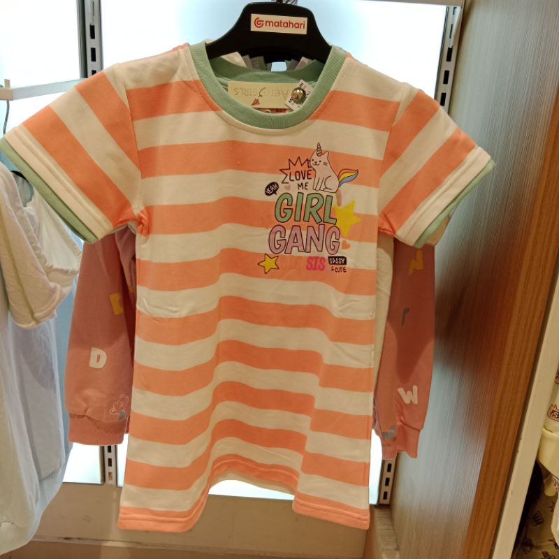 Aero girl Dress lengan pendek anak cewek motif