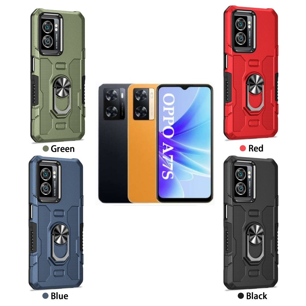 Case Armor OPPO A77S Iring Cincin Magnetic Kesing Hp Protect kamera Premium Hard Case Standing Robot Pelindung Kamera