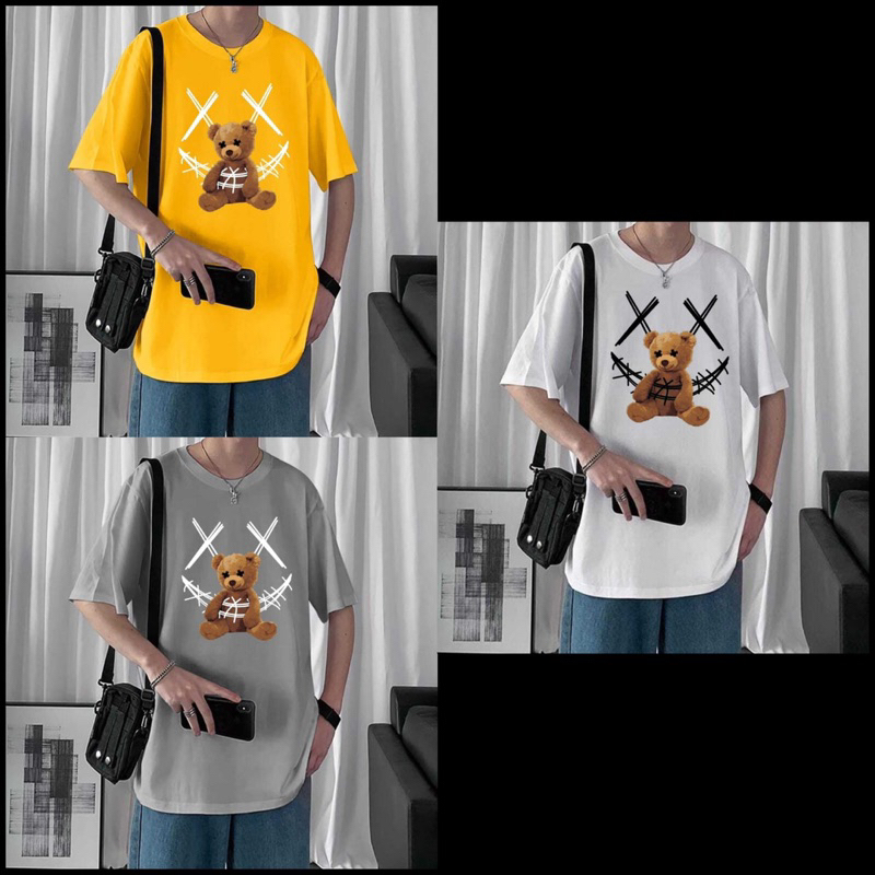 BAJU KAOS OVERSIZE BEAR DISTRO LENGAN PENDEK PRIA ATASAN COWOK FASHION