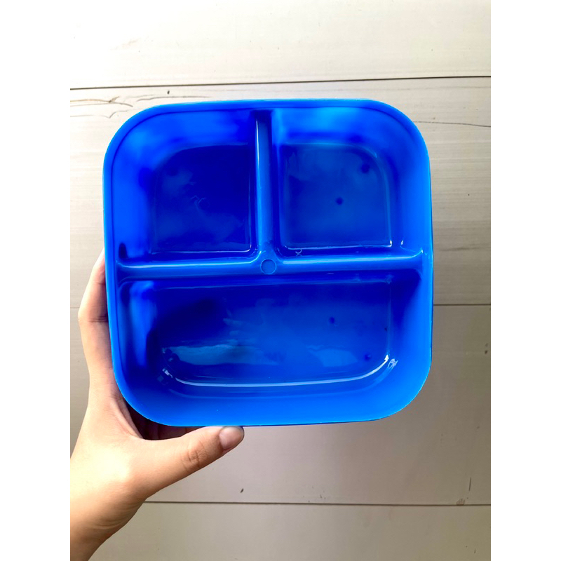 P-0008 TEMPAT KOTAK MAKAN PLASTIK FREE SENDOK - BEKAL MAKANAN 3 SEKAT SERBAGUNA - SOUVENIR KOTAK MAKAN