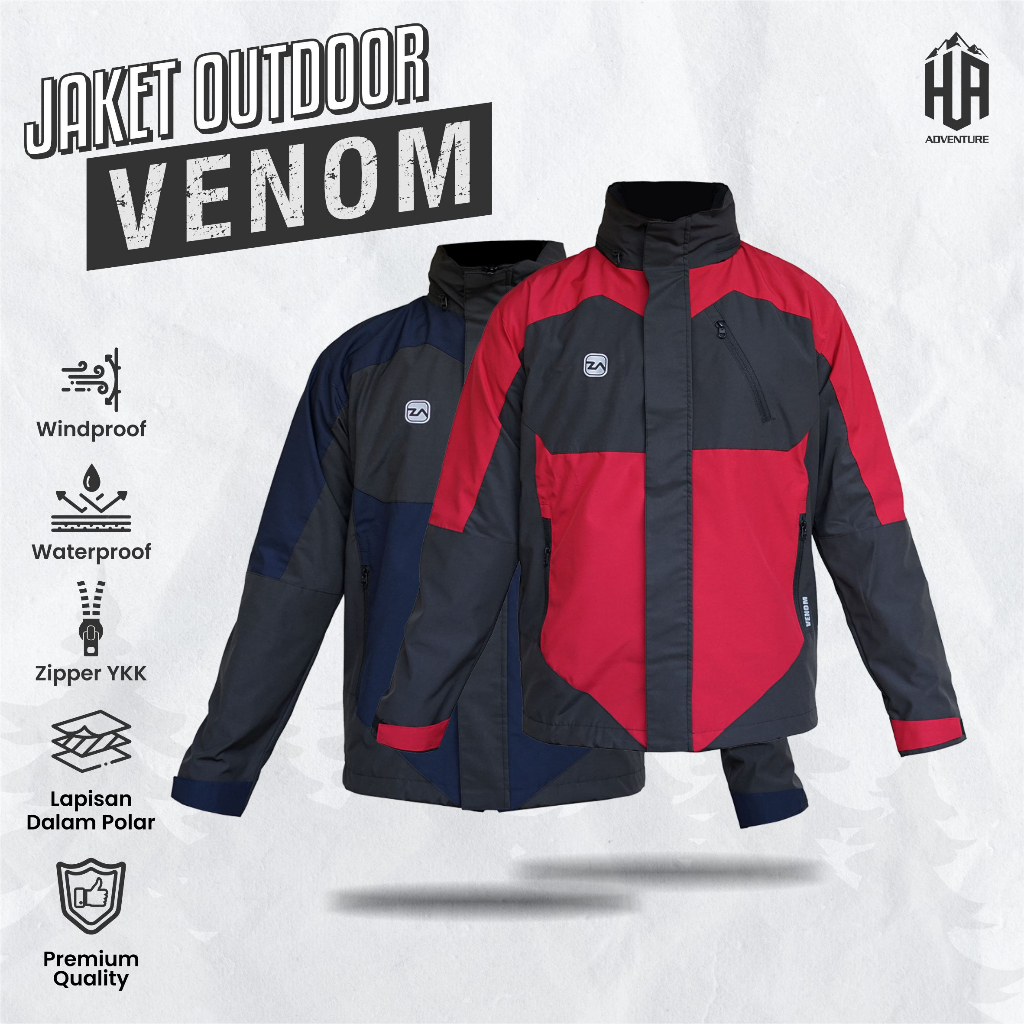 Jaket gunung jaket outdoor windprof waterproof zarventure seri VENOM