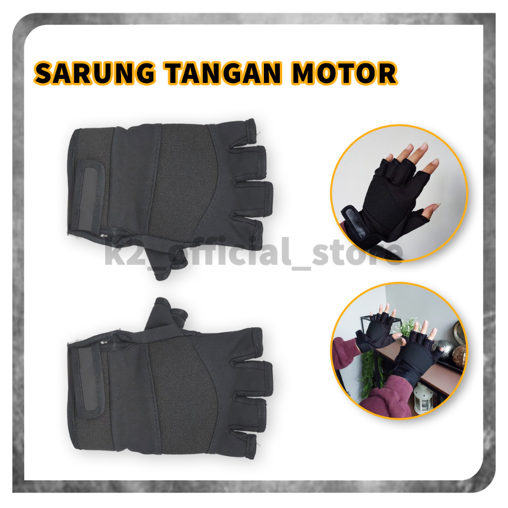 Sarung Tangan Motor setengah jari GLOVES MOTOR SETENGAH JARI HALF FINGER GLOVE RIDING TOURING