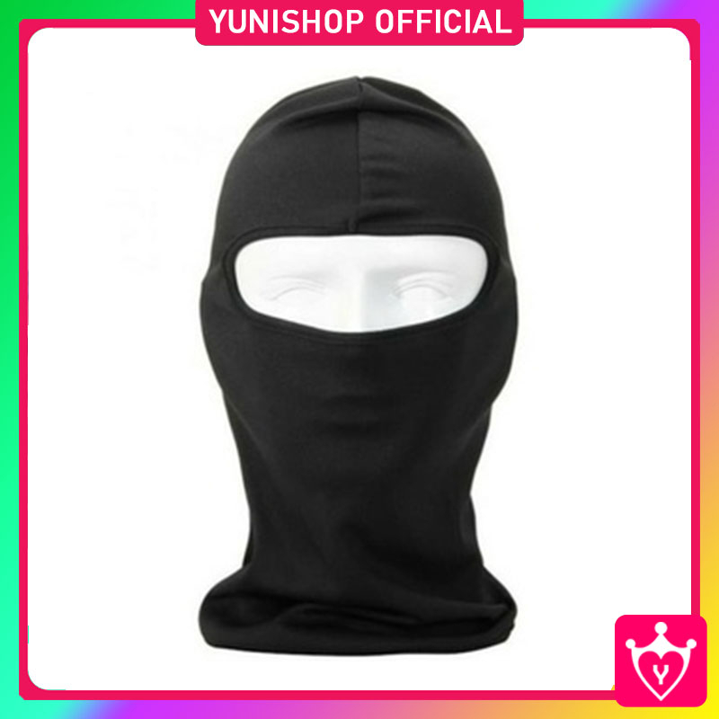 Masker Buff Ninja Full Face Balaclava Spandex Hitam Polos / Masker Motor Helm / TS-120