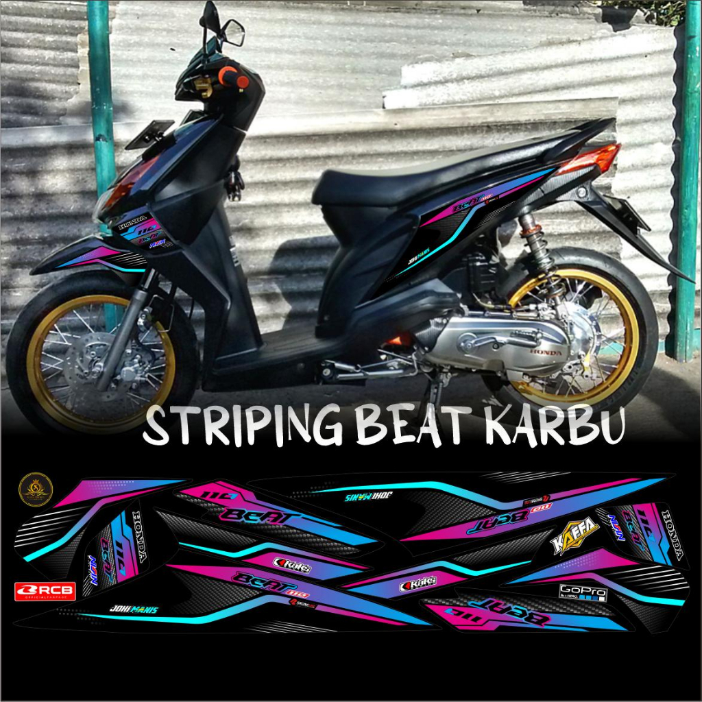 Stiker Striping Beat Karbu - Stiker List Variasi Honda Beat Stiker Variasi Hitam Beat Karbu