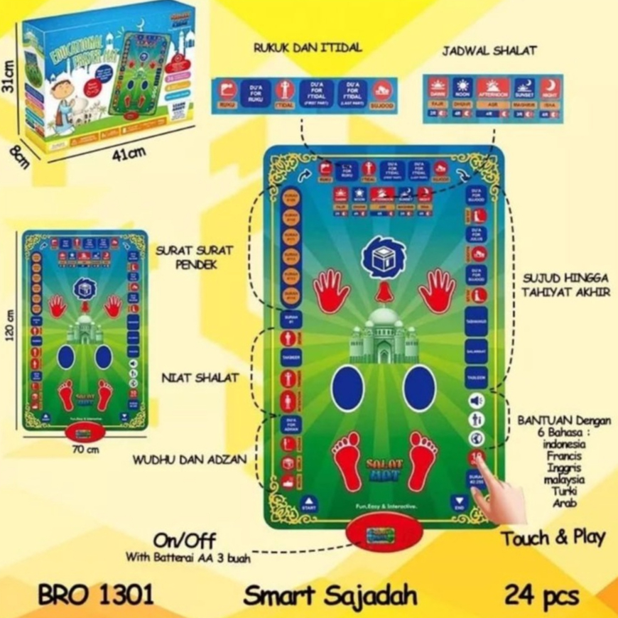 Smart Sajadah Anak Mainan Edukasi Muslim Salat Mat Sejadah Elektronik Suara Belajar Sholat Digital Smart Hafiz