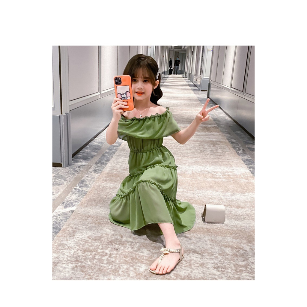 Dress Anak Perempuan Import Korea Style - Kimy Dress Hijau