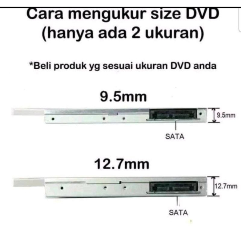 HARDDISK SECOND HDD CADDY ALUMINiUM 9.5MM SLIM&amp; SATA TO SATA