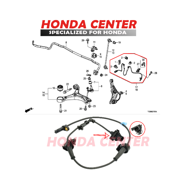 sensor kabel abs rem depan kiri honda civic 2012 2013 2014 2015