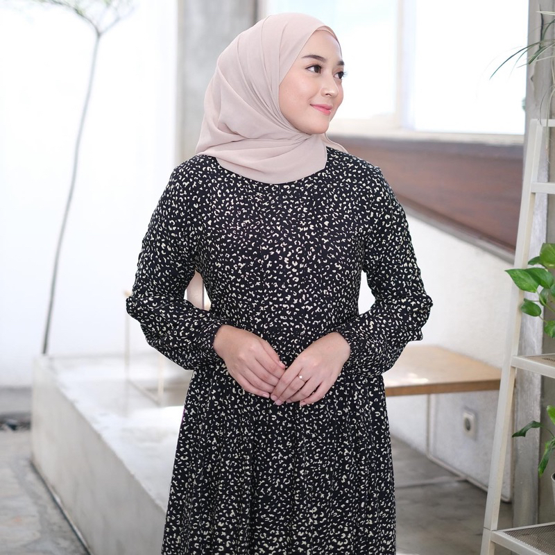 READY STOCK !! Tiffany Dress (Resleting depan) /gamis motif/gamis lebaran/gamis modern