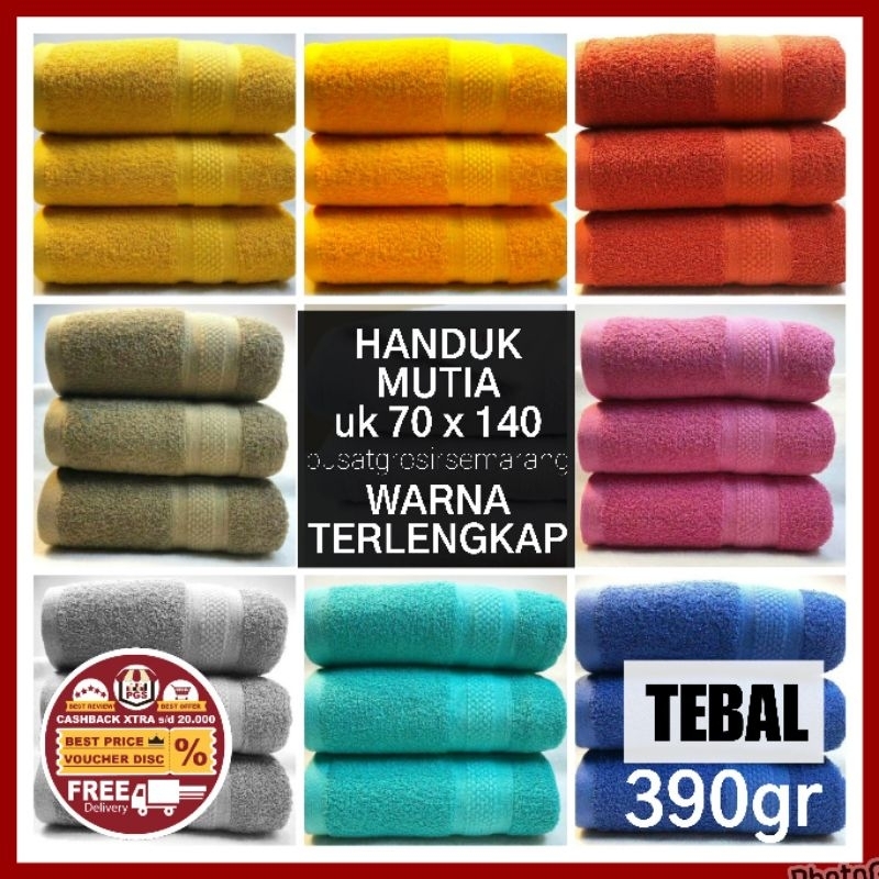 Handuk Mandi Dewasa MUTIA JUMBO BESAR uk 70x140 cm TEBAL 390gr Handuk Mandi Hotel Premium Full Katun 100% Handuk Abu2 Brown Biru Navy Coklat Green Grey Hijau Kuning Merah Orange Pink Ungu Putih Purple Red Yellow White