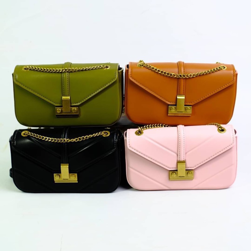 Tas Kulit Selempang Wanita PDR Classic Leather Slingbag Premium Import, Hitam Black Soft Baby Pink C