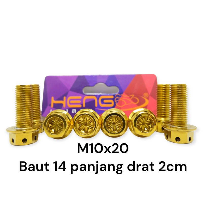 baut probolt flower gold HENG m10x20 10x20 drat 14 panjang 2cm