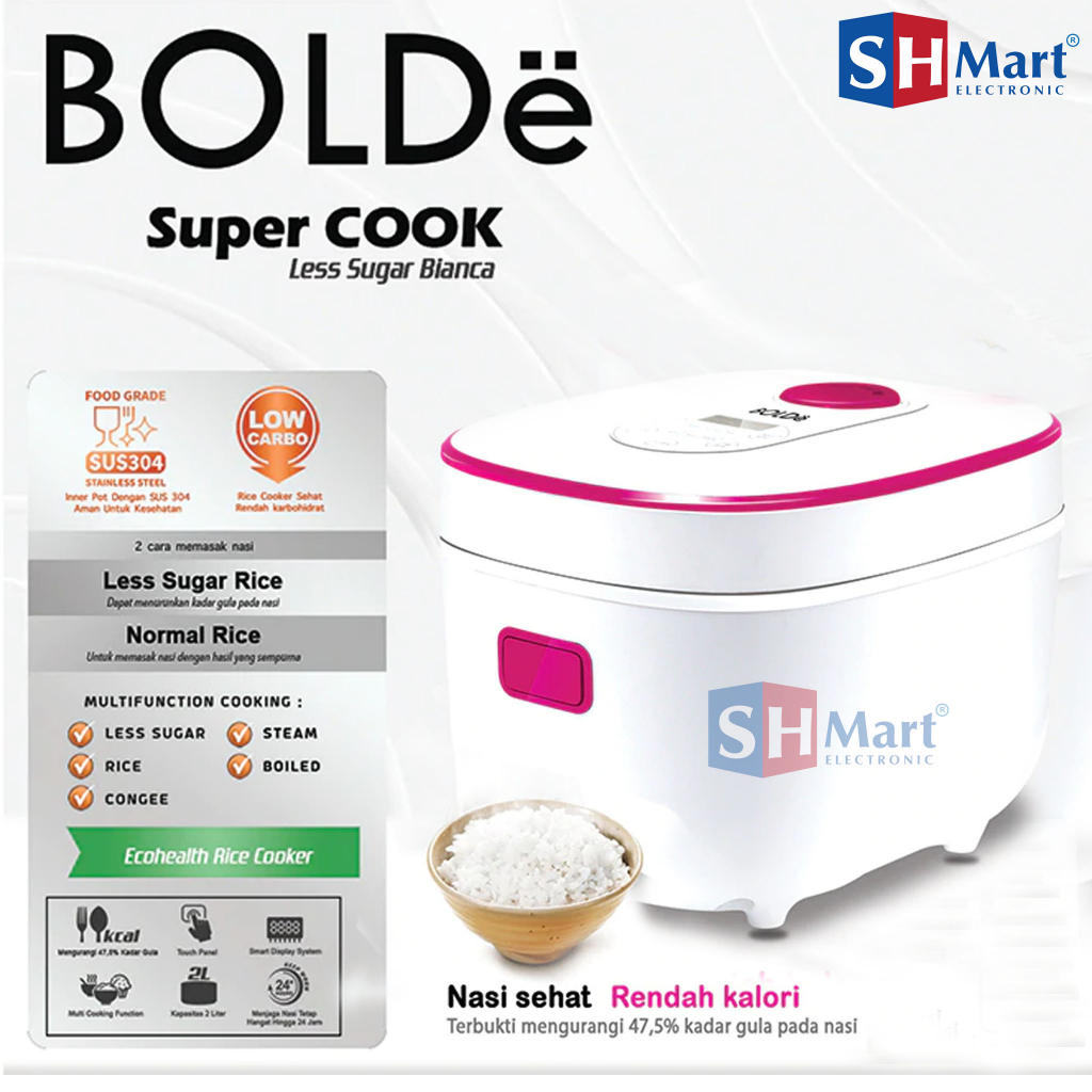 BOLDE SUPER COOK RICE COOKER LESS SUGAR BIANCA KAPASITAS 2 LITER GARANSI RESMI