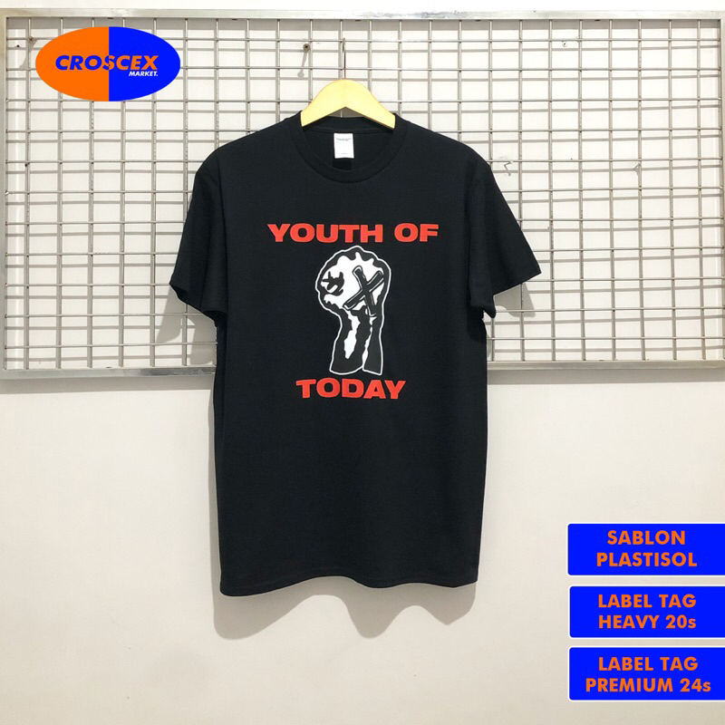 KAOS BAND NEW STATES APPAREL T-SHIRT BLACK YOUTH OF TODAY // HEAVYWEIGHT COTTON COMBED 20S OVERSIZE